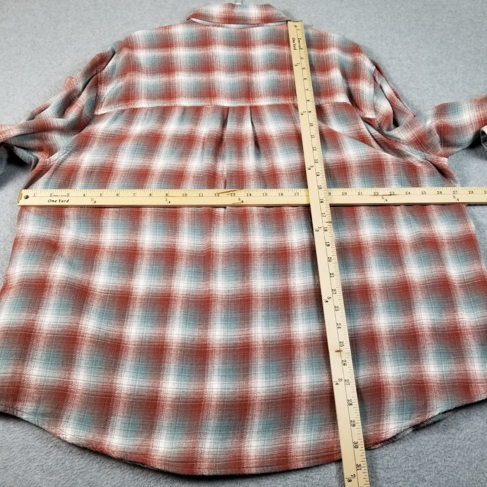 NEW Wild Fable Flannel Shirt Women XXL 2XL Red Blue Plaid Button Up Long Sleeve - Picture 9 of 10